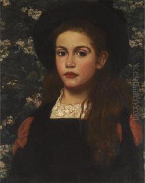 Portrait Of A Girl Oil Painting by Anna Massey Lea Merritt