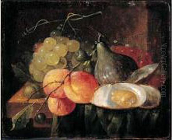 Nature Morte De Fruits Et D'huitres Oil Painting by Thomas Mertens