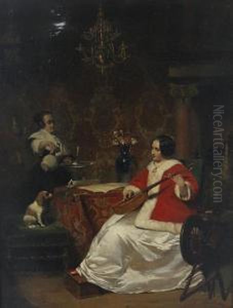 An Attentive Audience Oil Painting by Johannes Cornelis Mertz