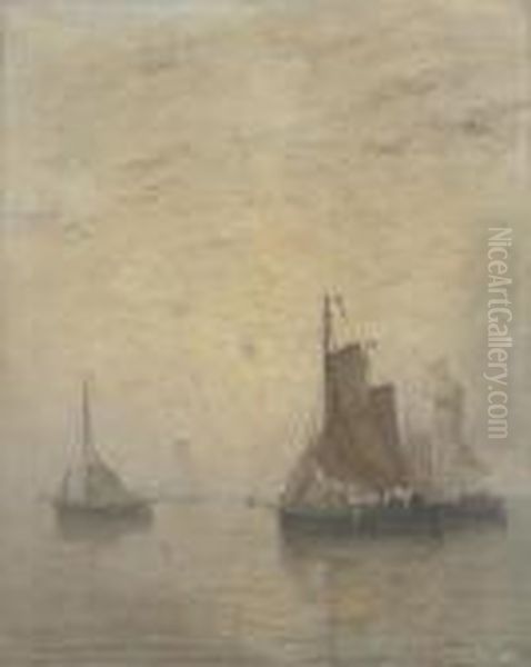 Misty Weather Oil Painting by Hendrik Willem Mesdag