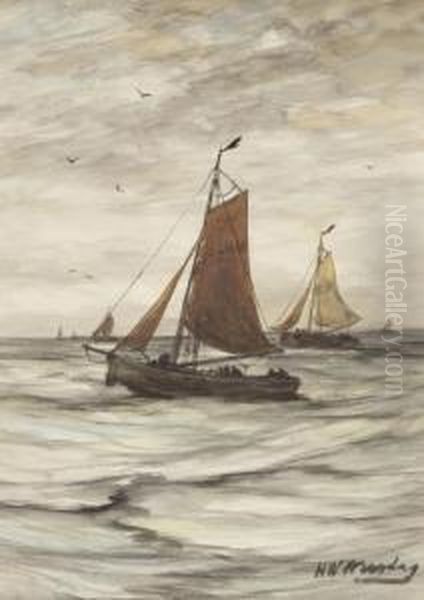 On Choppy Waters, Scheveningen Oil Painting by Hendrik Willem Mesdag