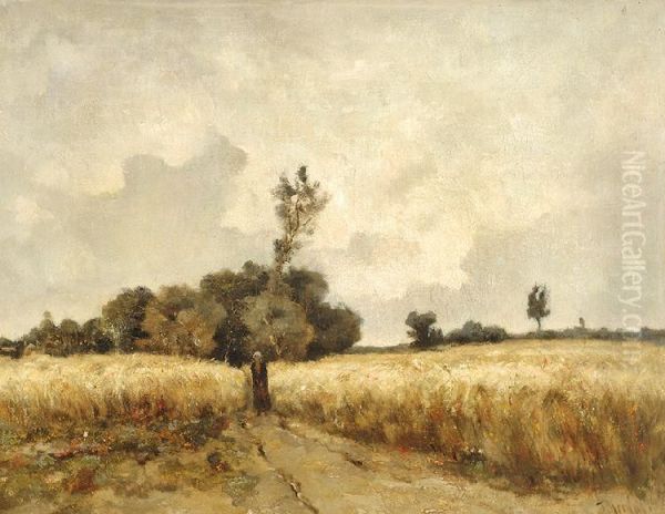 Wheatfields In Drenthe Oil Painting by Taco Mesdag