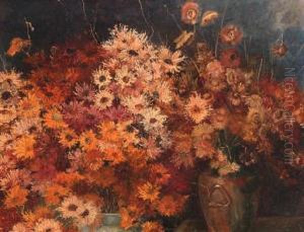 Luxuriance Of Chrysanthemums Oil Painting by Geesje Van Calcar