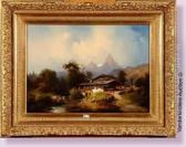 Paysage Suisse Anime Oil Painting by Arsenii Ivanovich Meshcherskii