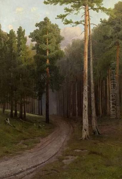 Woodland Oil Painting by Arsenii Ivanovich Meshcherskii