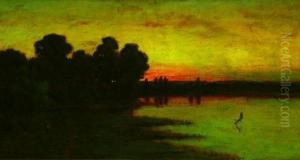 Sunset Along The Potomac Oil Painting by Edmund Clarence Messer