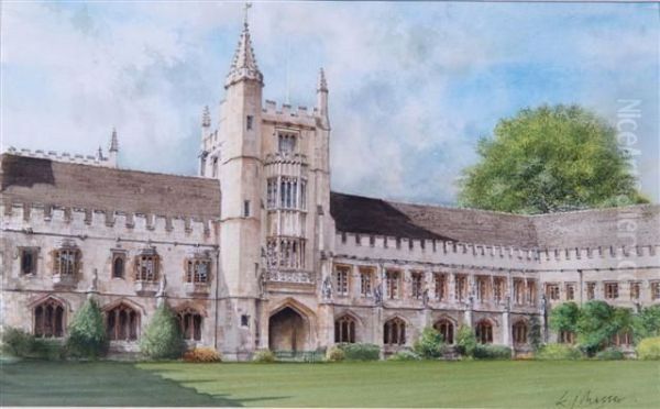 'magdalen College' - Founders Tower And Cloisters Oil Painting by Ken Messer