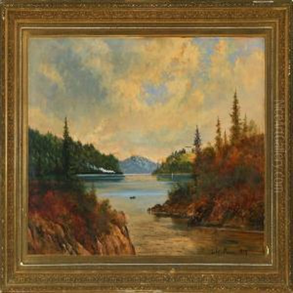 Inlet Scenery Ona Cloudy Autumn Day Oil Painting by Carl Ludvig Messmann