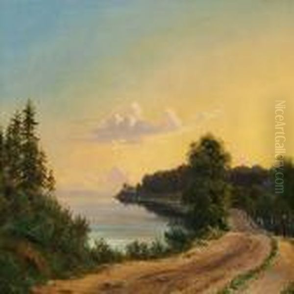 View From Klampenborg, Evening Light Oil Painting by Carl Ludvig Messmann