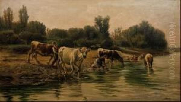 Lavanderas En El Rio Oil Painting by Ramon Mestre Vidal