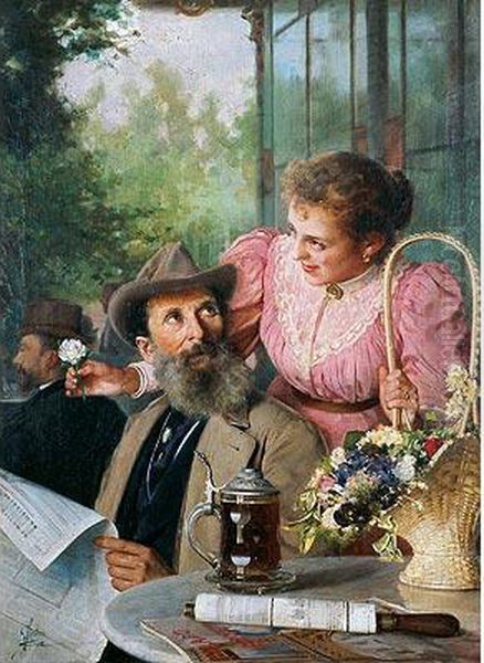 Conversacion Oil Painting by Felix Mestres Borrell