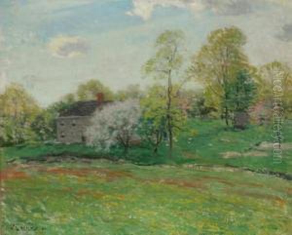 Old Homestead In Springtime Oil Painting by Willard Leroy Metcalf