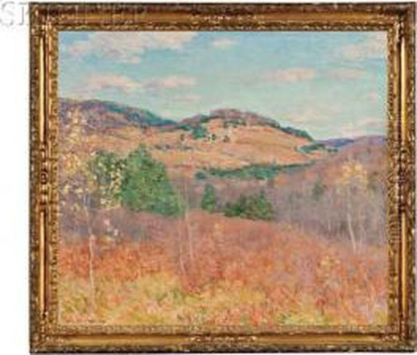 Purple And Gold 
/ A Vermont Landscape Oil Painting by Willard Leroy Metcalf