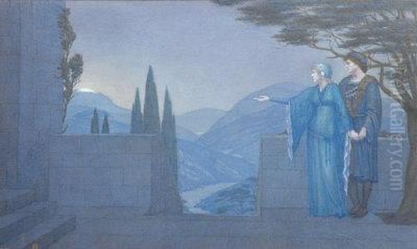 Elsie And The Prince On The Terrace. An Illustration For Longfellow's 