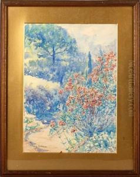 Flower Garden Oil Painting by Thomas Buford Meteyard