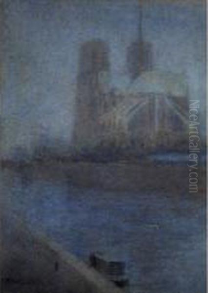 Notre Dame Dans La Brume Oil Painting by Thomas Buford Meteyard