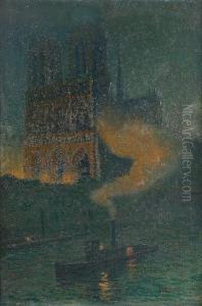 Notre Dame, Nuit Oil Painting by Thomas Buford Meteyard