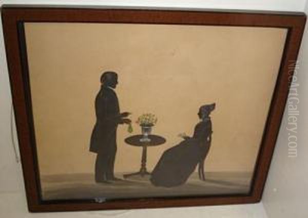 A Silhouette Of John And Elizabeth Ridgeway Abell In Their Home At Riverview Oil Painting by Samuel Metford