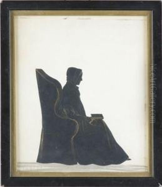 Silhouette Of A Seated Woman With Her Book Oil Painting by Samuel Metford