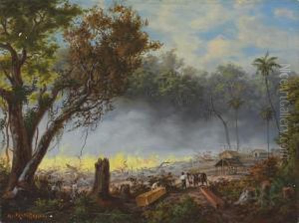 Brazilian Military Encampment In Yguazu Oil Painting by Adolf Methfessel