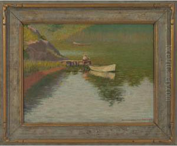 The Lone Fisherman Oil Painting by Harry Wallace Methven