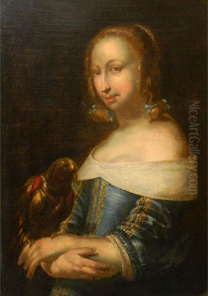 Lady With A Parrot Oil Painting by Gabriel Metsu