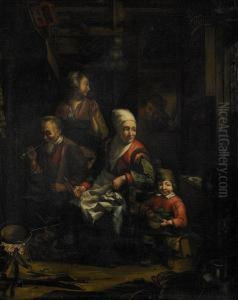 Interior Med Figurer Oil Painting by Gabriel Metsu