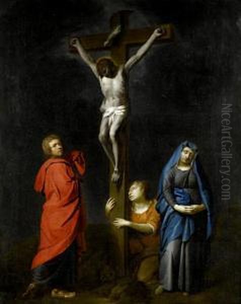 The Crucifixion With The Virgin, Saints Mary Magdalen And John The Baptist Oil Painting by Gabriel Metsu