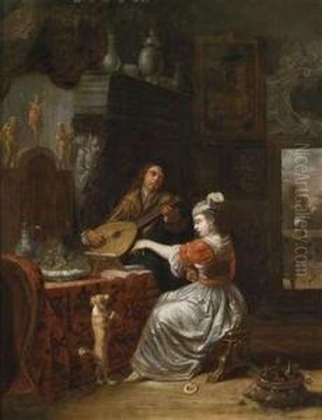 The Musical Declaration Of Love Oil Painting by Gabriel Metsu