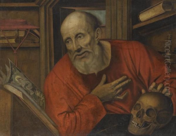 St Jerome In His Study Oil Painting by Jan Massys