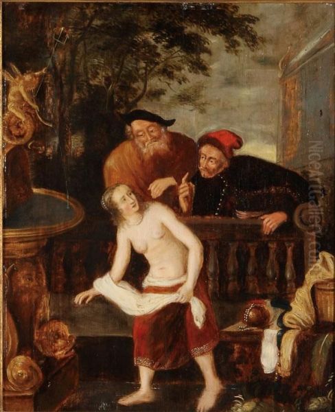 Susannah And The Elders Oil Painting by Jan Massys