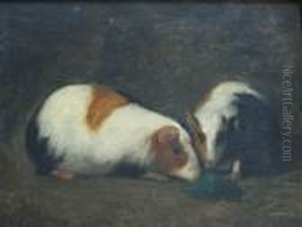 Two Guinea Pigs Oil Painting by Louis Mettling