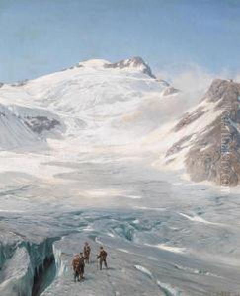 On The Glacier Oil Painting by Alfred Metzener