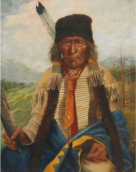 Sioux Indian, Black Hills (s.d.) Oil Painting by Henry Metzger