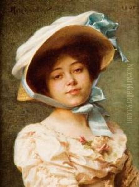 Portrait D'elegante, 1905 Oil Painting by Emile Pierre Metzmacher