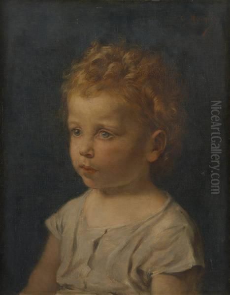 Portrait De Jeune Enfant Oil Painting by Constantin Meunier