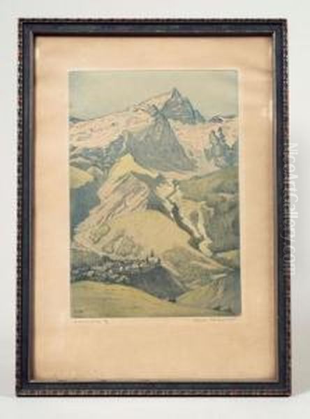 Mountainscene Oil Painting by Henri Georges Jean Meunier