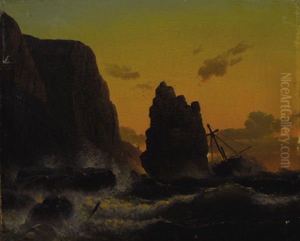 Waring The Storm Oil Painting by Hermann Mevius