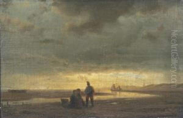 Fischerfamilie In Weiter Kustenlandschaft by Hermann Mevius