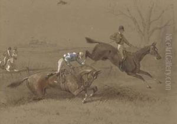 Incidents On The Steeple Chase Oil Painting by Thomas Hillier Mew