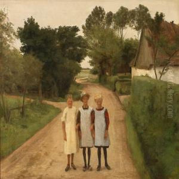 Landsbyens Tre Gratier Oil Painting by Carl Vilhelm Meyer