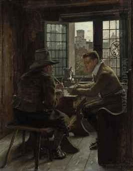 Tavern Gossip Oil Painting by Claus Meyer