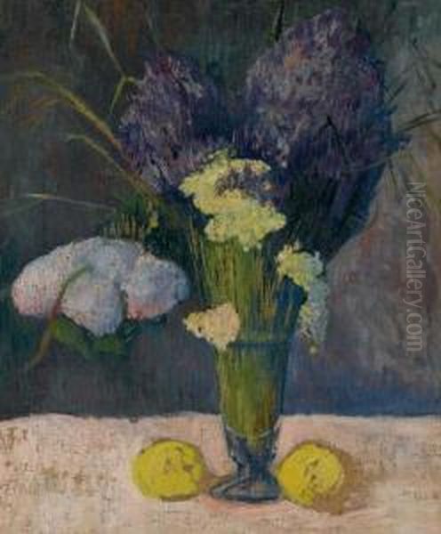 Nature Morte Aux Lilas, Boule De Neige Et Citrons Oil Painting by Jacob de Haan