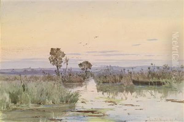 In The Pontine Marshes Oil Painting by Edgar Meyer