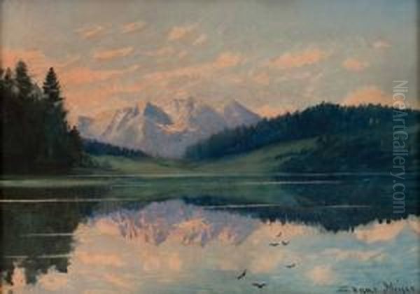 Der Schwarzsee Bei Kitzbuhel Oil Painting by Edgar Meyer