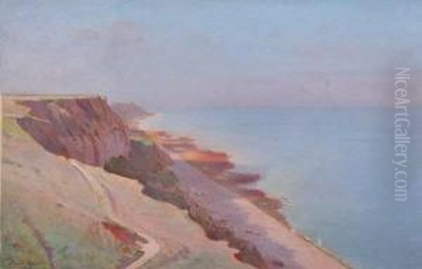 Cliffs Along The Ocean Coast Oil Painting by Emile Meyer