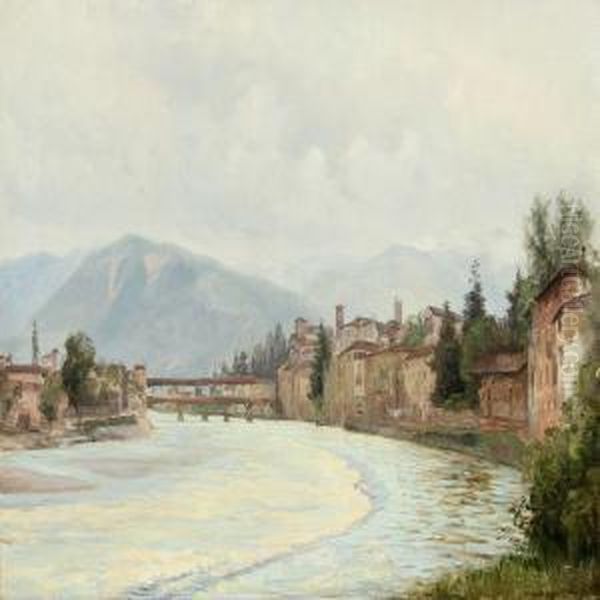 View Of Bassano, Northern Italy Oil Painting by Emma Eleonora Meyer