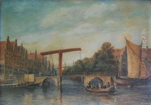 Canale Di Amsterdam Oil Painting by F. Meyer