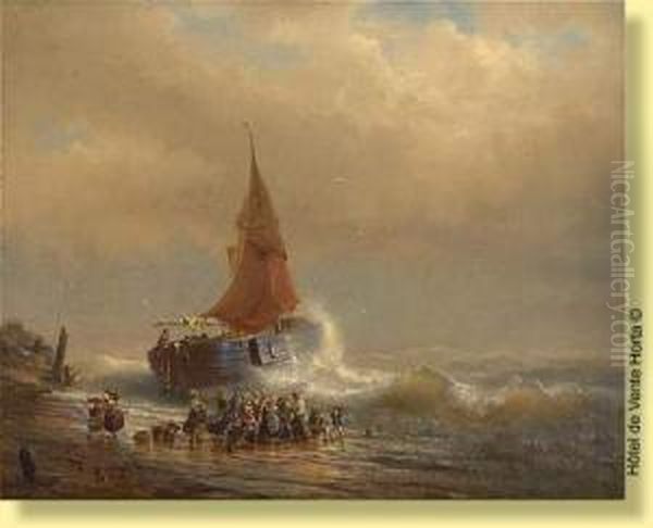 Retour Des Pecheurs Par Gros Temps Oil Painting by F. Meyer