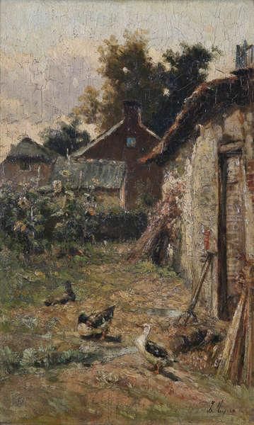 Eenden Op Het Erf Oil Painting by Isidore Meyer